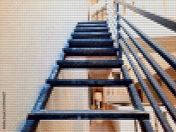 Obraz Abstract patchwork background, inside there is a black color similar to the stairs.