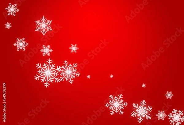 Fototapeta Silver Snowfall Vector Red Background. Christmas