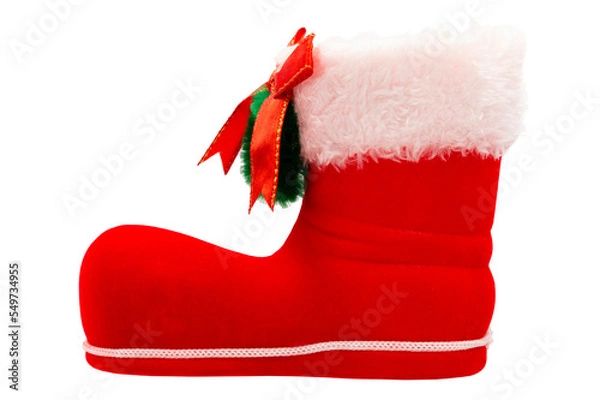 Obraz Christmas Shoes Xmas Decoration  isolated on white with clipping path inside