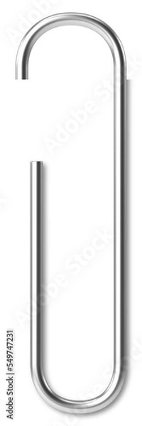 Fototapeta Paper clip with shadow, 3D paperclip. 3D illustration.
