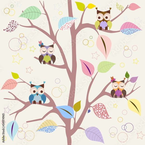 Obraz Seamless pattern with owls