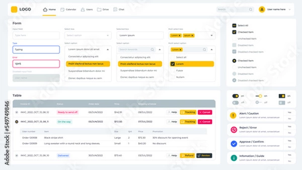 Obraz Icon button table input dropdown design sources