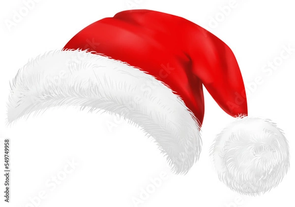 Fototapeta Santa Claus red hat. Christmas hat isolated.