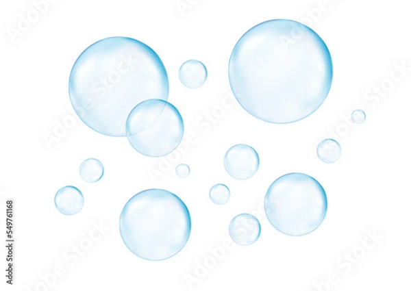Fototapeta 3d bubbles on witer background. Soap bubbles vector illustration