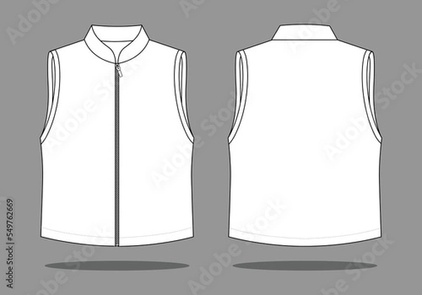 Obraz Blank White Vest Template on Gray Background. Front and Back Views, Vector File.