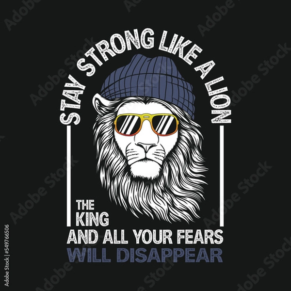 Obraz Cool lion head with quotes vector illustration 
