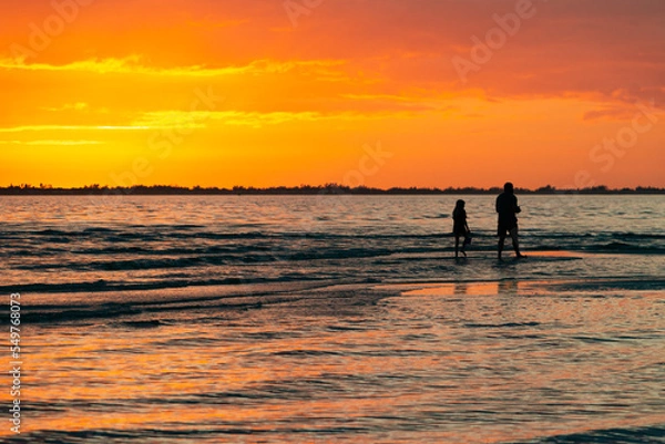 Obraz parent and child beach sunset