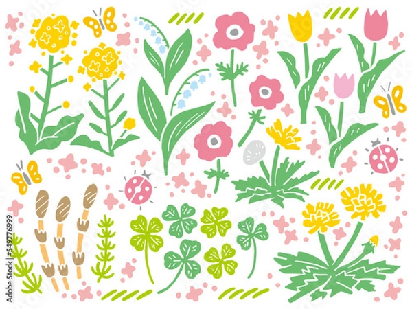 Fototapeta 春の花のイラストセット