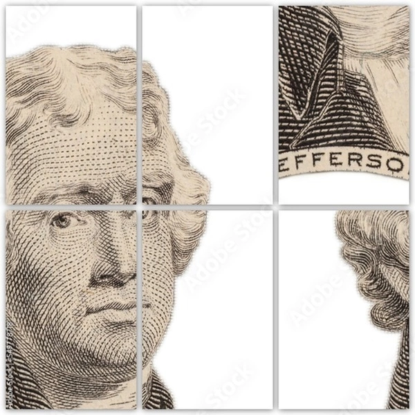 Obraz Banner with Portrait of U.S. president Thomas Jefferson