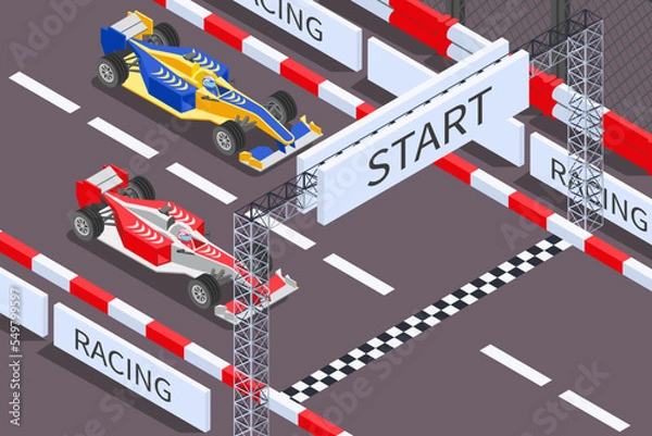 Fototapeta Formula Racing Isometric Composition