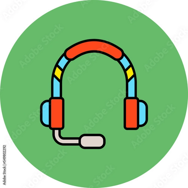Fototapeta Headphone Multicolor Circle Filled Line Icon