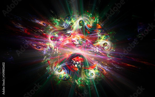 Fototapeta abstract illustration background image fantastic universe with a bright flash of light emanating from inside and many quasar stars in blue, lilac color