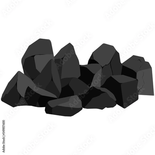 Fototapeta A set of black charcoal of various shapes.Collection of pieces of coal, graphite, basalt and anthracite. The concept of mining and ore in a mine.Rock fragments,boulders and building material.