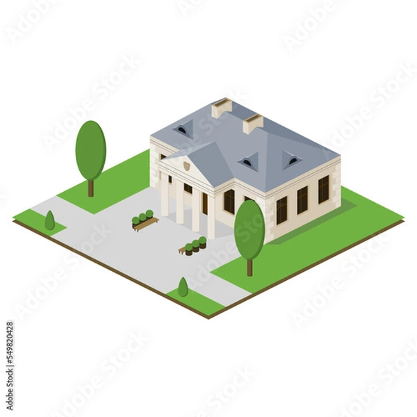 Fototapeta Isometric residental with columns