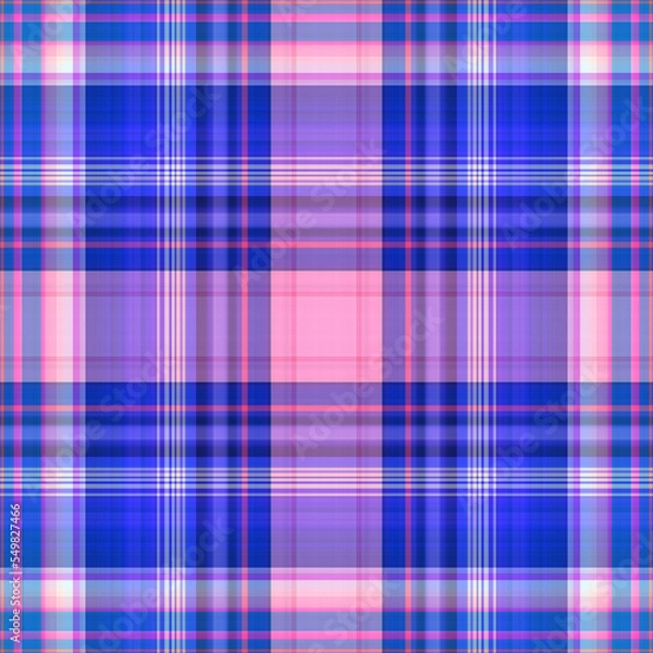 Fototapeta Nautical gingham in coastal beach house check fabric tile. Seamless red blue white sailor flannel textile tartan repeat swatch.
