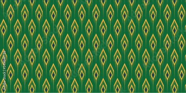 Obraz Geometric ethnic oriental ikat pattern traditional Design for background,carpet,wallpaper,clothing,wrapping,Batik,fabric,Vector illustration.embroidery style.