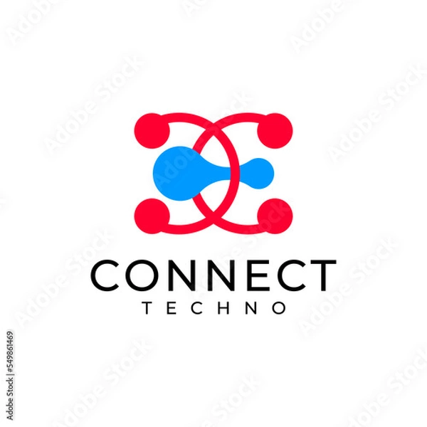 Fototapeta Connection technology logo vector icon illustration