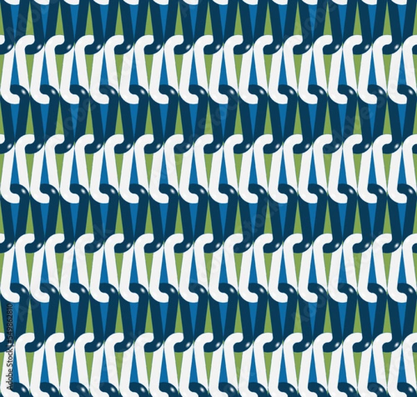 Obraz Seamless, Vector Stylized Image of Interlacing Blue and White Loops Forming a Repeating Pattern. Can Be Used in Design and Textiles