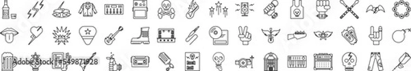 Obraz Rock and roll icons collection vector illustration design