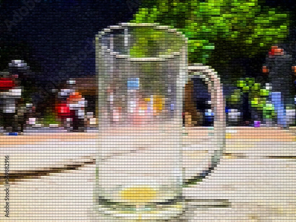 Obraz Abstract patchwork background, inside is a pattern similar to an empty glass cup.