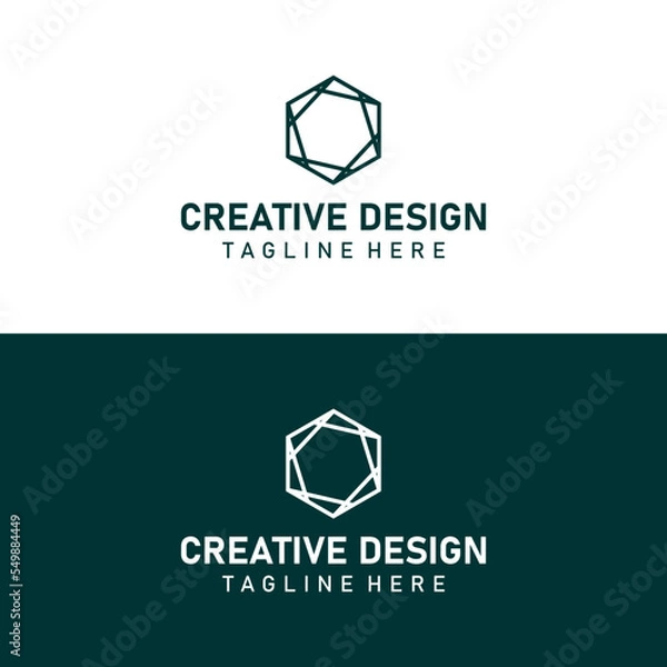Fototapeta Abstract corporate branding logo design template, with hexagon geometric combination