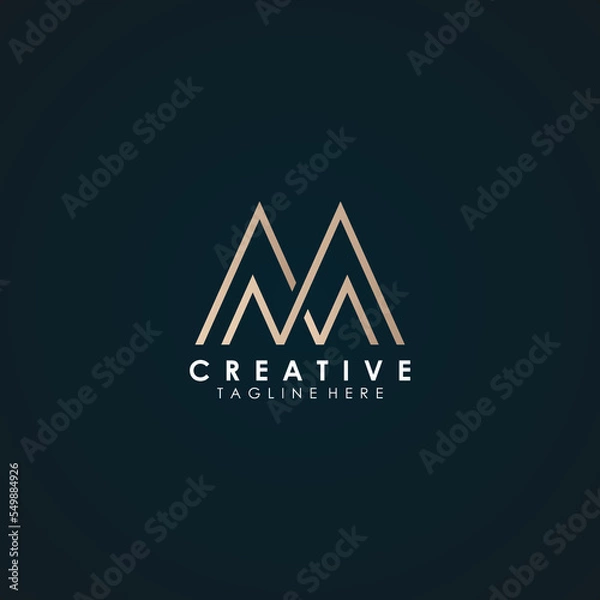 Fototapeta Abstract corporate branding logo design template, with initial M letter