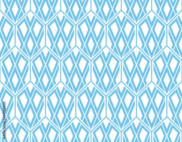 Fototapeta The geometric pattern with lines. Seamless vector background. White and blue texture. Graphic modern pattern. Simple lattice graphic design