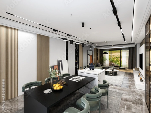 Fototapeta 3D rendering, luxury style restaurant design