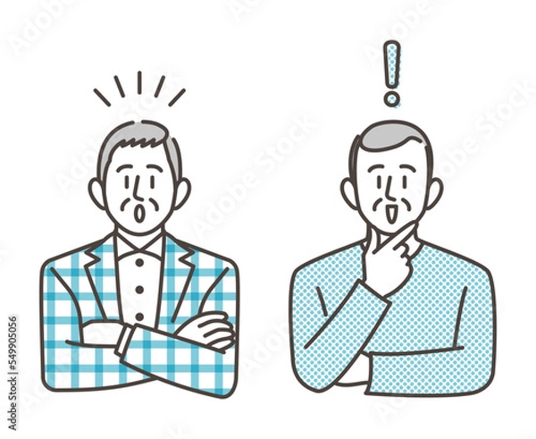 Fototapeta Vector illustration set of older men noticed or surprised