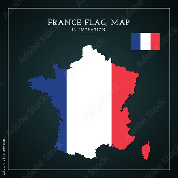 Obraz France Flag Map Vector Illustration