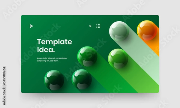 Fototapeta Abstract company cover design vector layout. Geometric realistic spheres site screen illustration.