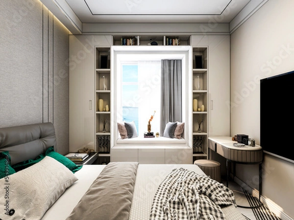 Obraz 3D rendering, modern design style bedroom