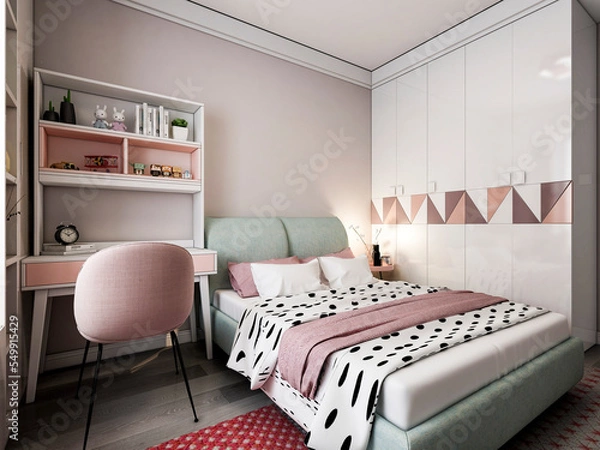 Obraz 3D rendering, modern design style bedroom