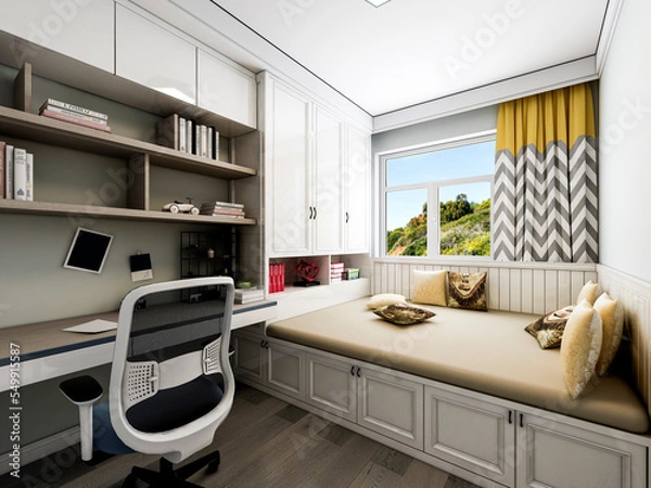 Obraz 3D rendering, modern design style bedroom