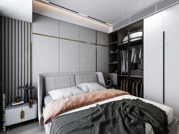 Obraz 3D rendering, modern design style bedroom