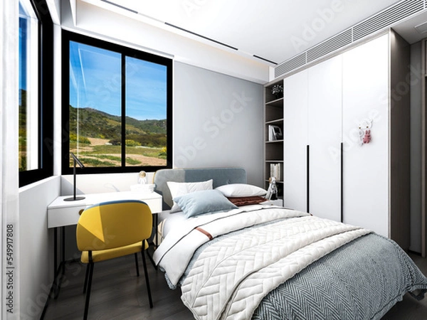 Obraz 3D rendering, modern design style bedroom