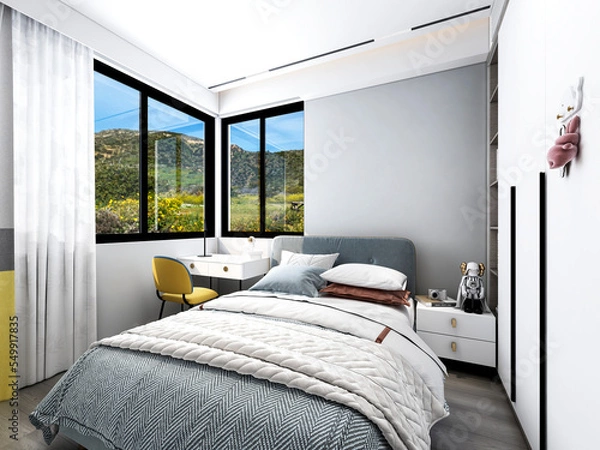 Obraz 3D rendering, modern design style bedroom