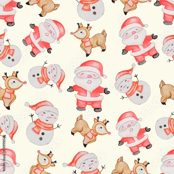 Fototapeta Happy Christmas seamless pattern Background Wallpapers