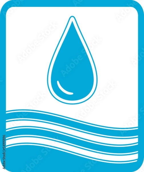 Fototapeta blue reservoir water symbol with drop and wave