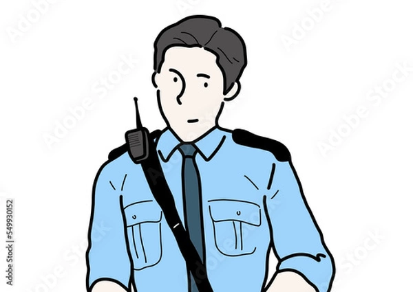 Fototapeta 警察、警備員の制服姿の男の人。
