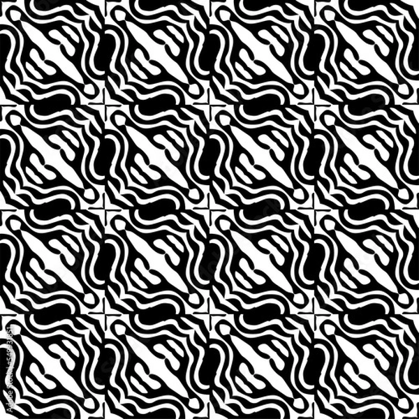 Fototapeta seamless pattern with black and white feathers
