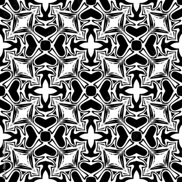 Obraz seamless geometric pattern with stars, seamless geometric pattern, pattern design with white on black