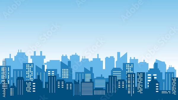 Obraz Gradation of blue and white sky from the silhouette of a city