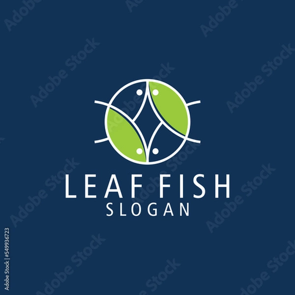 Obraz fish leaf logo icon,template,flet