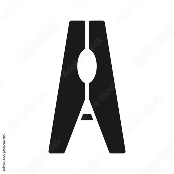 Obraz Clothes peg icon silhouette .design template vector illustration