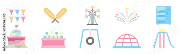 Obraz Amusement park icon design template vector illustration set