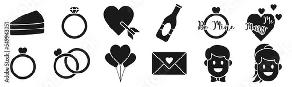 Obraz Wedding stickers icon design template vector illustration set