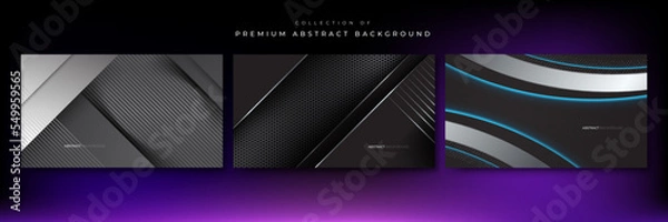 Fototapeta Abstract background dark with carbon fiber texture vector illustration and metal texture. Vector abstract graphic design banner pattern presentation background wallpaper web template.