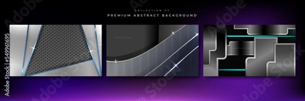 Fototapeta Dark abstract polygonal background with metal texture