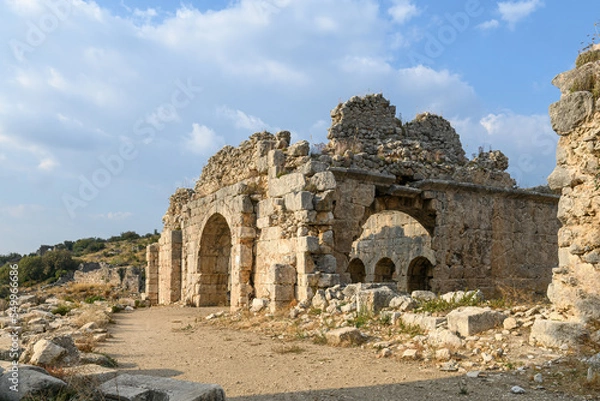 Obraz Tlos ruins and tombs, an ancient Lycian city near the town of Seydikemer, Mugla, Turkey. 